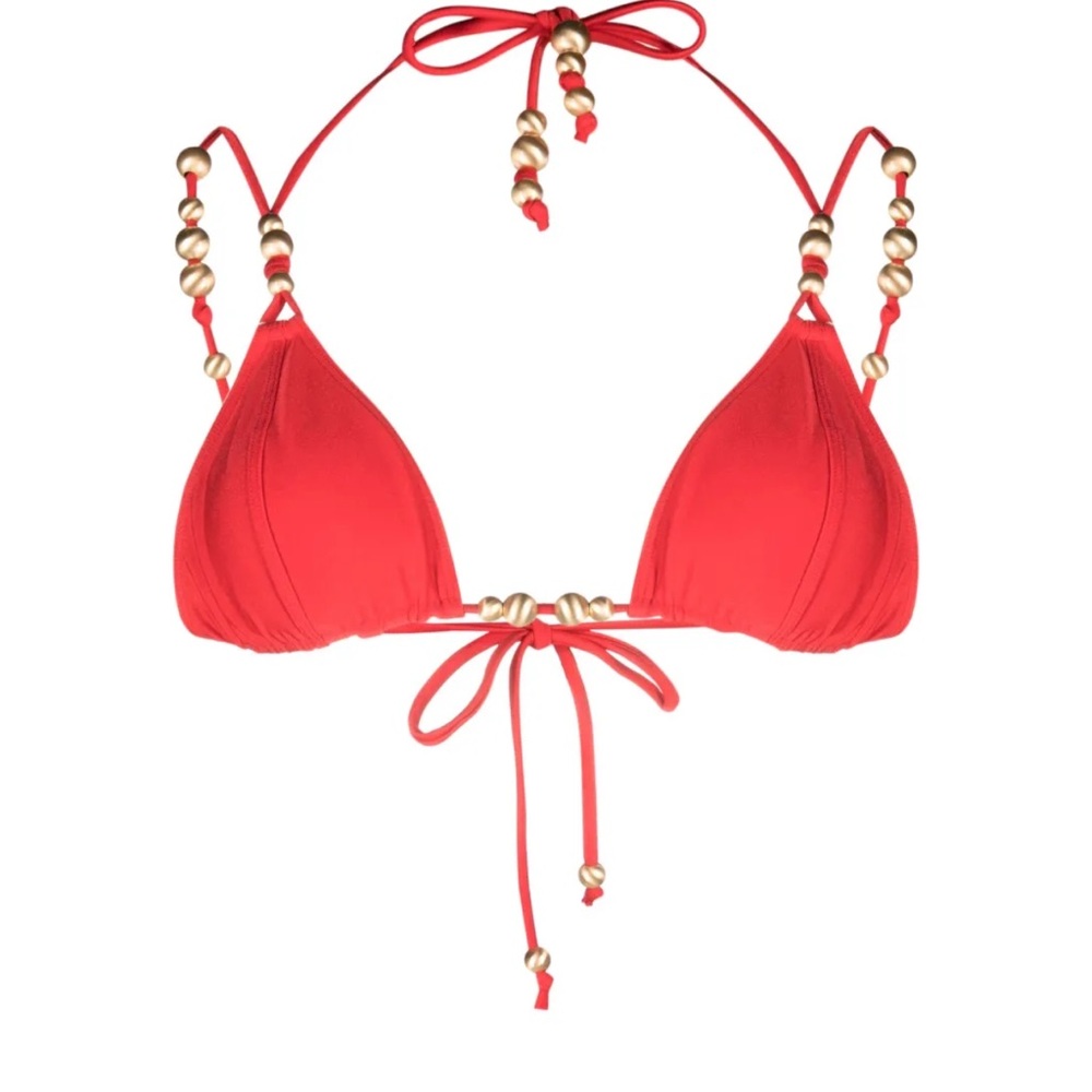 Red Beaded Bikini Top